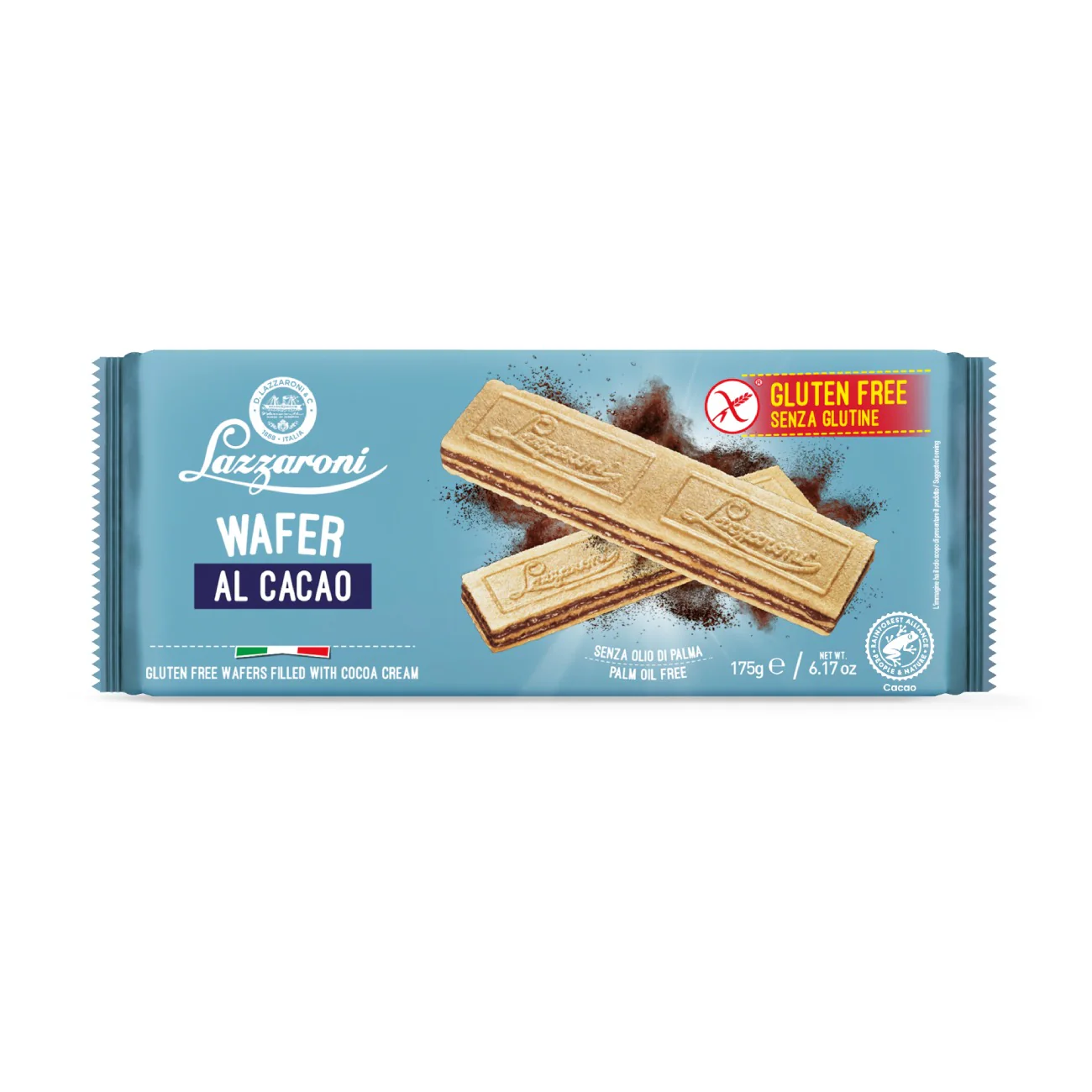 Lazzaroni вафли безглютеновые с какао, 175 гр