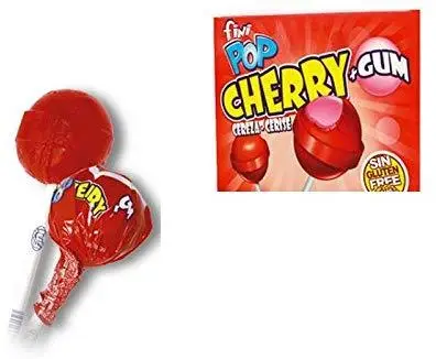 Леденцы Fini Cherry Pop Вишня с жевательной резинкой