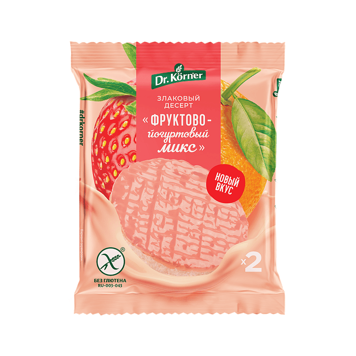 Злаковый десерт рисовый фруктово-ягодный с йогуртом без глютена, 34 г, Dr. Korner