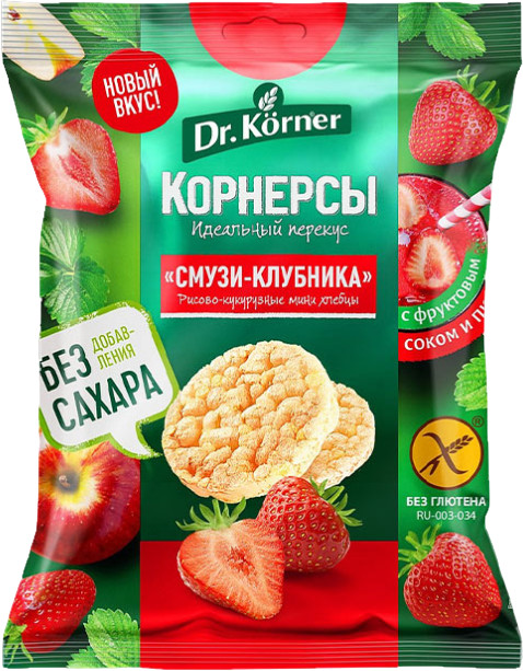 Хлебцы мини рисово-кукурузные смузи-клубника 40 гр. Dr. Korner