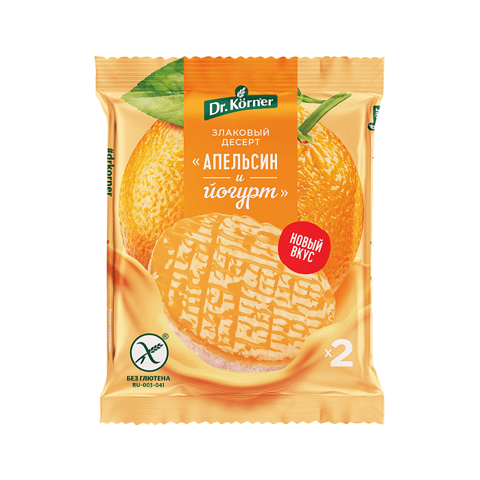 Злаковый десерт рисовый апельсиновый с йогуртом без глютена, 34 г, Dr. Korner