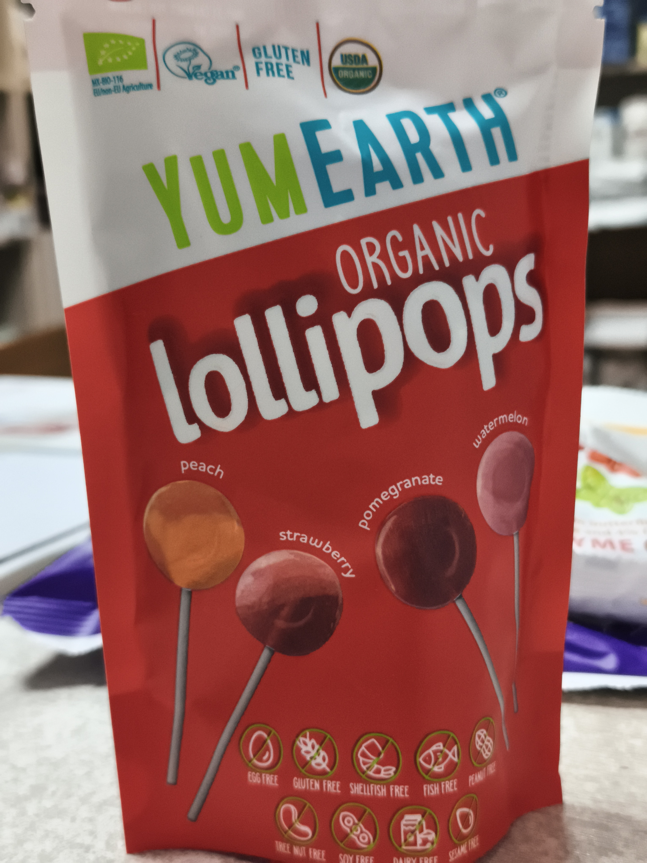 YumEarth органические леденцы  ассорти без глютена Organic Pops 14 леденцов
